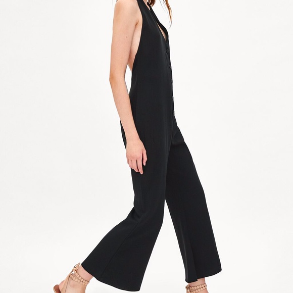 Zara Black Halter Neck Flare Wide Leg Jumpsuit New - Picture 2 of 9